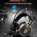 SADES R1 USB 7.1 + Vibration Surround Gaming Headset With Microphone | In-Line Control With 3 Different Light Modes | PC/Mac/Laptop Supported