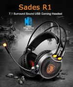 SADES R1 USB 7.1 + Vibration Surround Gaming Headset With Microphone | In-Line Control With 3 Different Light Modes | PC/Mac/Laptop Supported
