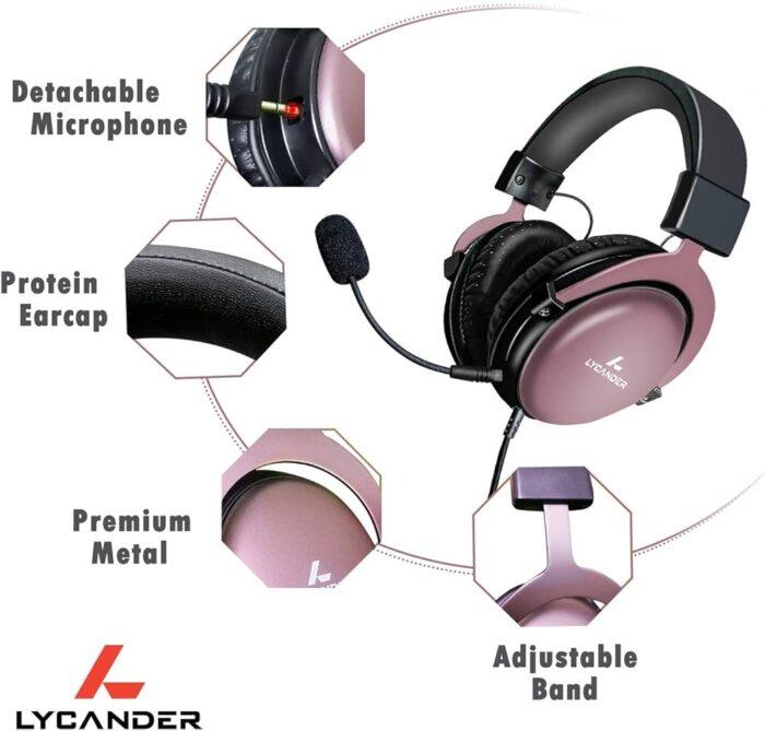 LYCANDER USB Headset with Detachable Microphone, Hybrid 3.5mm Audio Jack and USB Input, Robust Metal Structure - Image 2