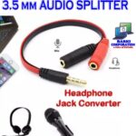 3.5mm Audio Splitter Cable – 1 Male to 2 Female Headphone & Mic Adapter