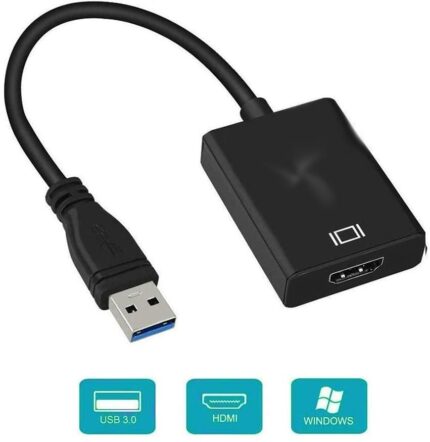 USB 3.0 to HDMI Adapter – USB Male to HDMI Female Converter | Full HD Video Output for PC & Laptop to Monitor, TV, Projector