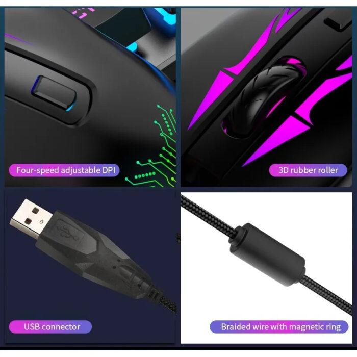 Forev FV-509 HighEnd Gaming Wired Mouse RGB Breathable Backlit LED-6400 DPI - Image 3