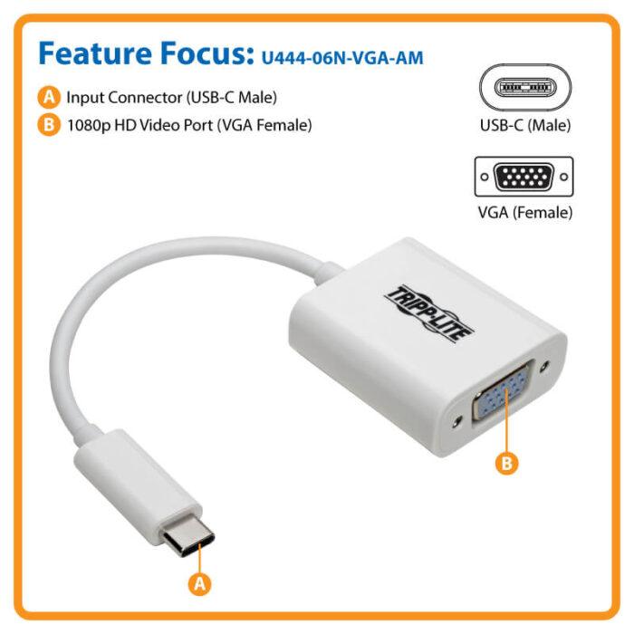 USB-C to VGA Adapter – HD Type-C to VGA Converter Supports 1080p Display - Image 2
