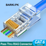 RJ45 Cat6 Pass-Through Connectors — 8P8C Ethernet Crimp Plugs for Cat5 & Cat6 LAN Cables (Pack of 10/50/100)