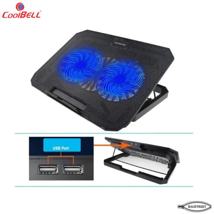 CB202 Cooling Pad For 12-17 Inch Laptops Gaming Notebook Dual USB Ports Adjustable Height RGB Laptop Cooling Pad Stand - Image 3