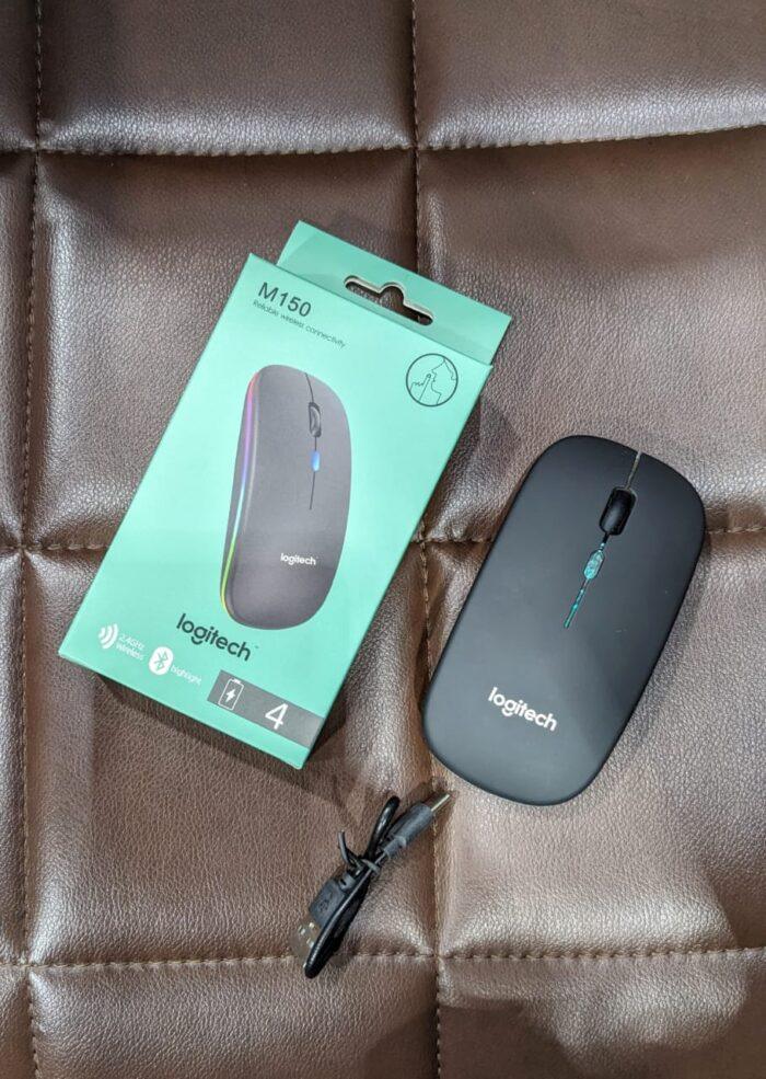 Wireless + Bluetooth Rechargable Mouse, RGB Silent Click - Image 4