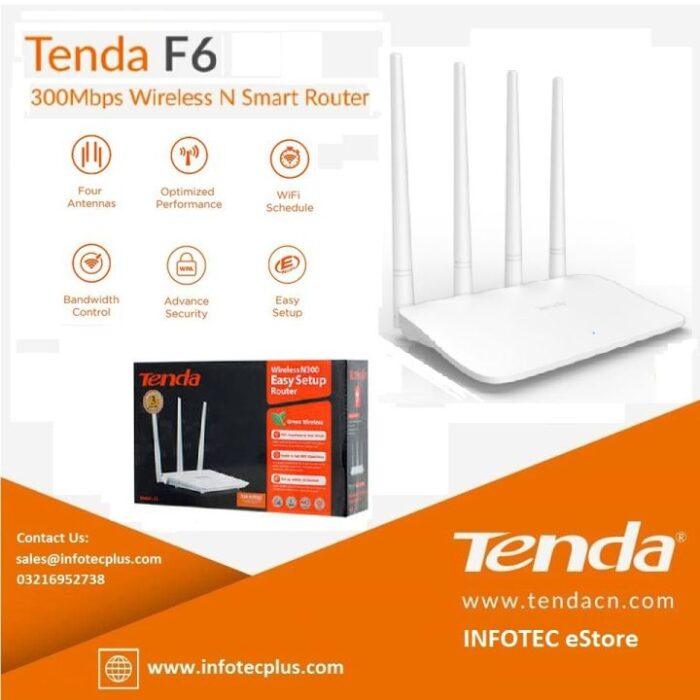 TENDA F6 300MBPS 4 ANTENNA ROUTER 4 PORT WIFI-N WIRELESS - Image 2