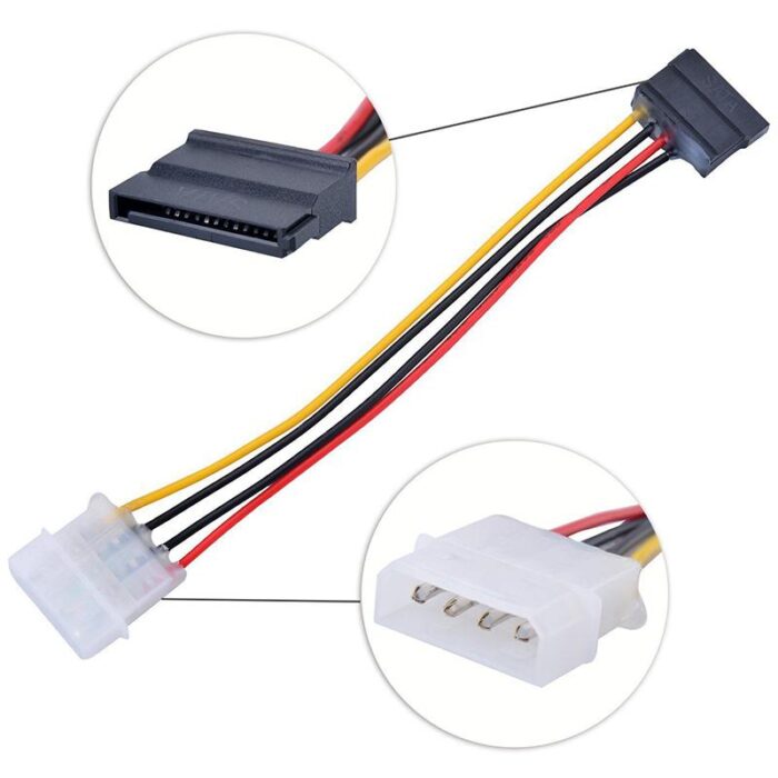 IDE Molex to SATA Power Cable Adapter – 4-Pin Molex Male to 15-Pin SATA Female Converter IDE to SATA Power Converter Cable - Image 2