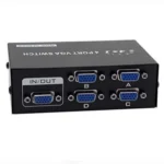 4-Port VGA Switch – Manual VGA Selector Box for 4 PCs to 1 Monitor or 1 PC to 4 Displays