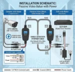 Passive Video Balun Connector Pair – BNC to RJ45 Network Transceiver with Power (HD-CVI/TVI/AHD Compatible) - Image 2