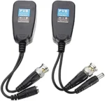 Passive Video Balun Connector Pair – BNC to RJ45 Network Transceiver with Power (HD-CVI/TVI/AHD Compatible)