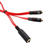3.5mm AUX Headphone Y Splitter Cable 4-Pole 3.5mm AUX Female to 3-Pole 2x3.5mm Male Headset Mic & Stereo Audio Cable Y Audio Flat Cable (20CM)
