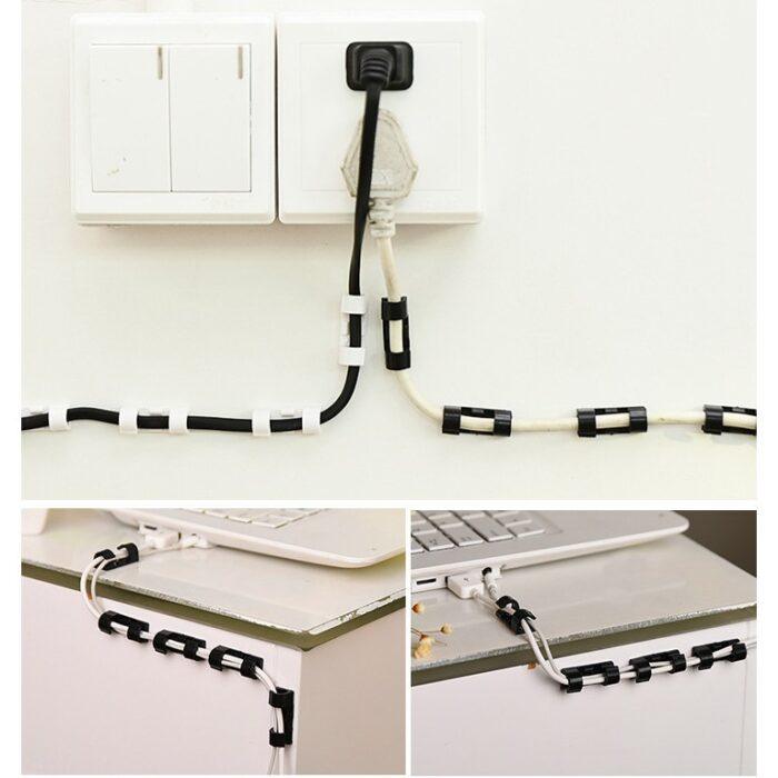 Pack of 16 Self-Adhesive Cable Clips – Wire Holder & Cord Organizer for Desk, Wall, Office Use (FT-8018)" - Image 3