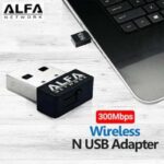 Alfa Wireless USB WiFi Adapter — Mini 300Mbps 3001N | High-Speed WiFi Receiver for PC & Laptop