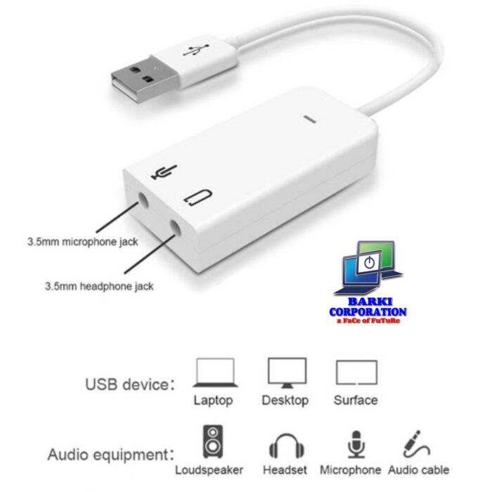 External USB 2.0 Stereo Jack Audio Sound Card 3.5MM Audio Output - Image 2
