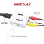 HDMI To AV Adapter Audio Video AV Converter Adapter Supporting PAL/NTSC with USB Charge Cable