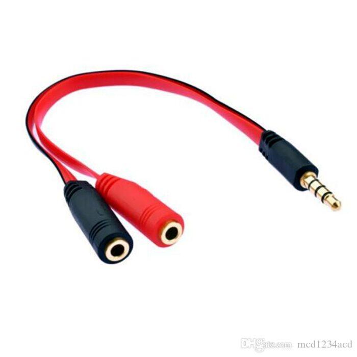 3.5mm AUX Headphone Y Splitter Cable 4-Pole 3.5mm AUX Male to 3-Pole 2x3.5mm Female Headset Mic & Stereo Audio Cable Y Audio Flat Cable (20CM) - Image 3