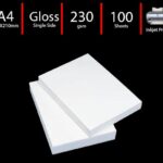 A4 Size 230GSM High Gloss Photo Paper — 50 Sheets Premium Inkjet Printer Paper for Photos & Documents