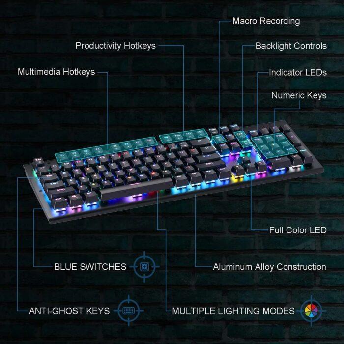HP GK100F Mechanical Keyboard RGB Breathing Lights Blue Switch - Image 2