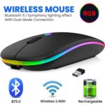 Wireless + Bluetooth Rechargable Mouse, RGB Silent Click