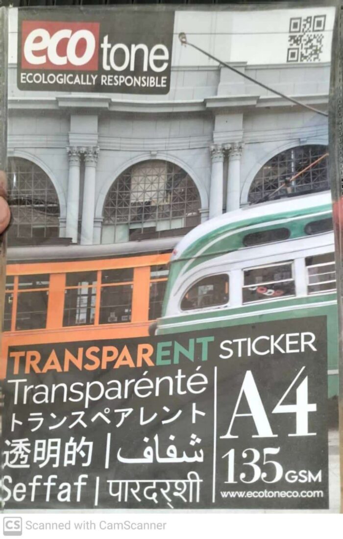 Transparent Sticker Paper A4 – 135gsm for Inkjet & Laser Printers - Image 2