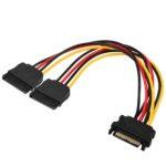SATA Power Splitter Cable – 1 to 2 SATA 15-Pin Power Adapter for HDD/SSD