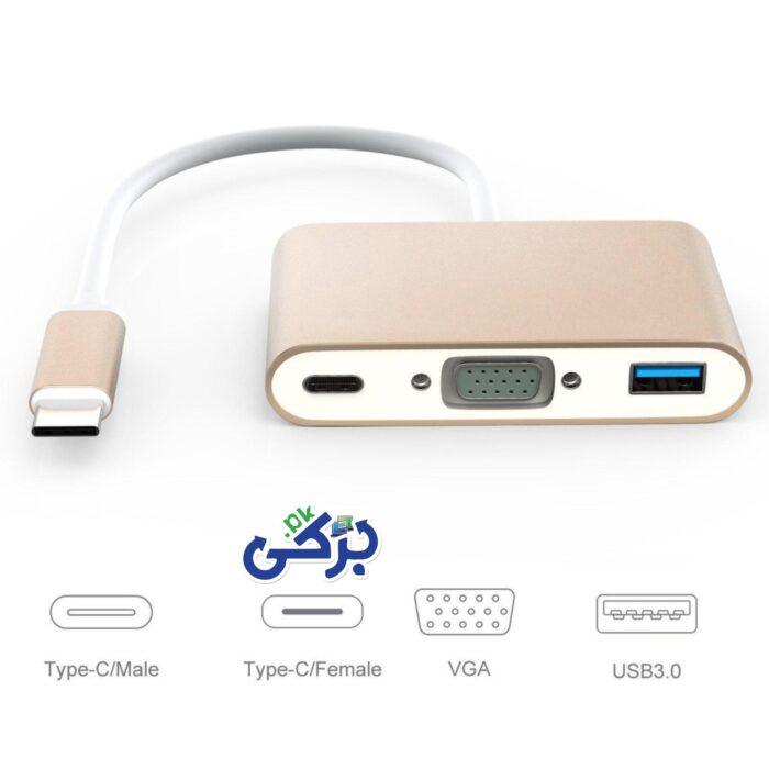 Type-C to VGA + USB 3.0 + Type-C 3-in-1 Adapter Hub - Image 3
