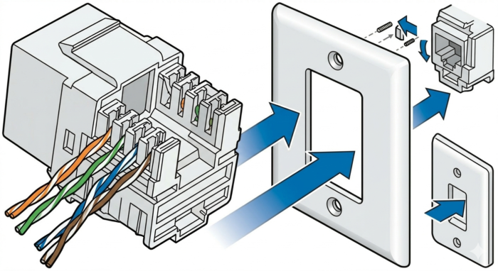 Corning Volition Cat6 RJ45 Keystone Jack UTP Ethernet LAN Network Connector K6 Wall Plate Module - Image 7