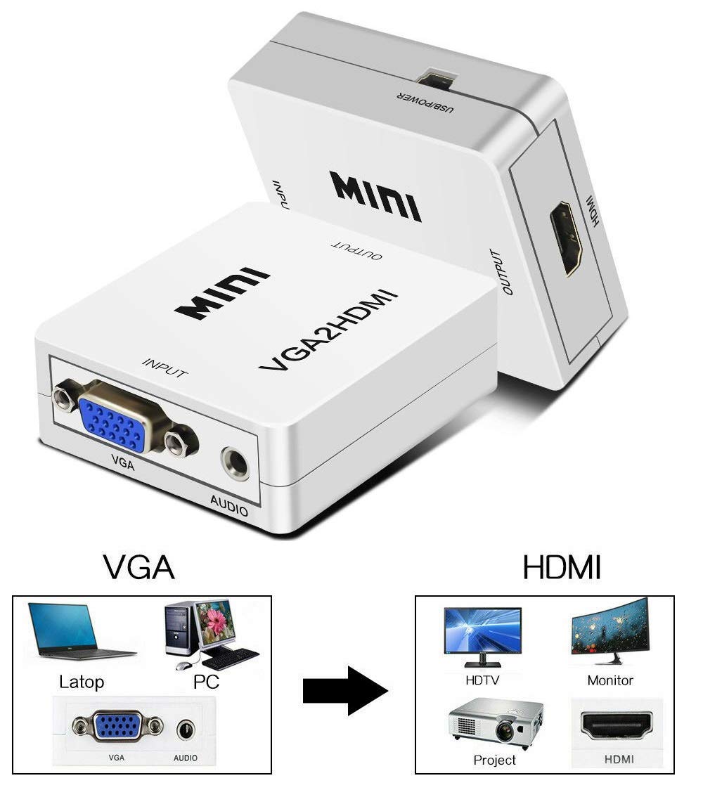 61wz1bdQNGL._SL1134_.jpg “VGA to HDMI Adapter Converter Cable — Full HD 1080p | Compatible with PC, Laptop, Projector, HDTV” - Image 1